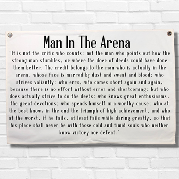 Man In The Arena Canvas Banner