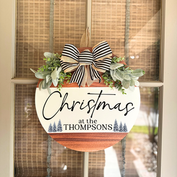 Christmas Front Door Hanger with Last Name