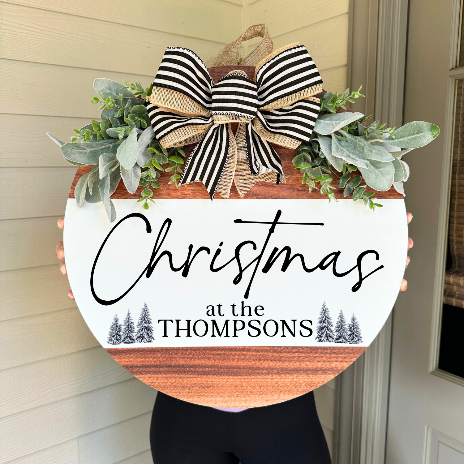 Christmas Front Door Hanger with Last Name