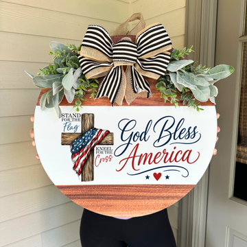 Stand For The Flag Kneel For The Cross Door Hanger