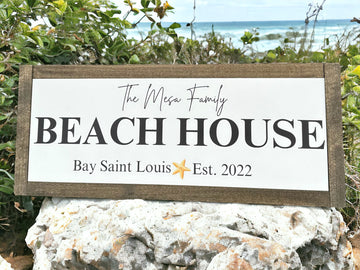 Wooden Beach House Sign