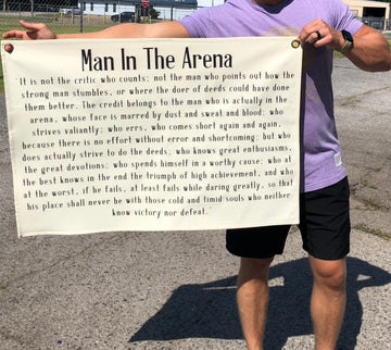 Man In The Arena Canvas Banner