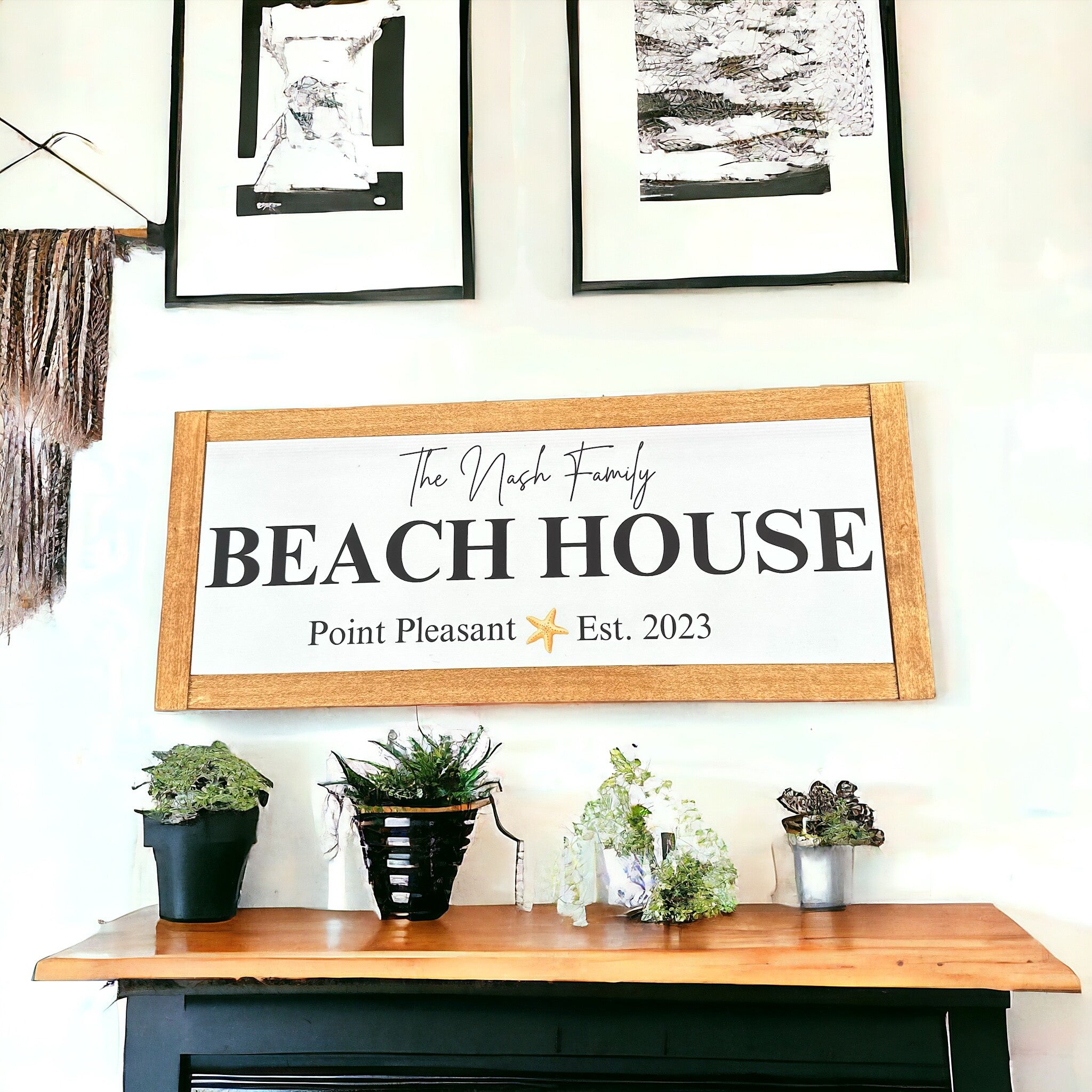 Wooden Beach House Sign