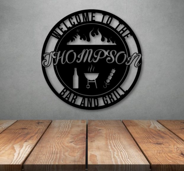 Metal Bar and Grill Sign