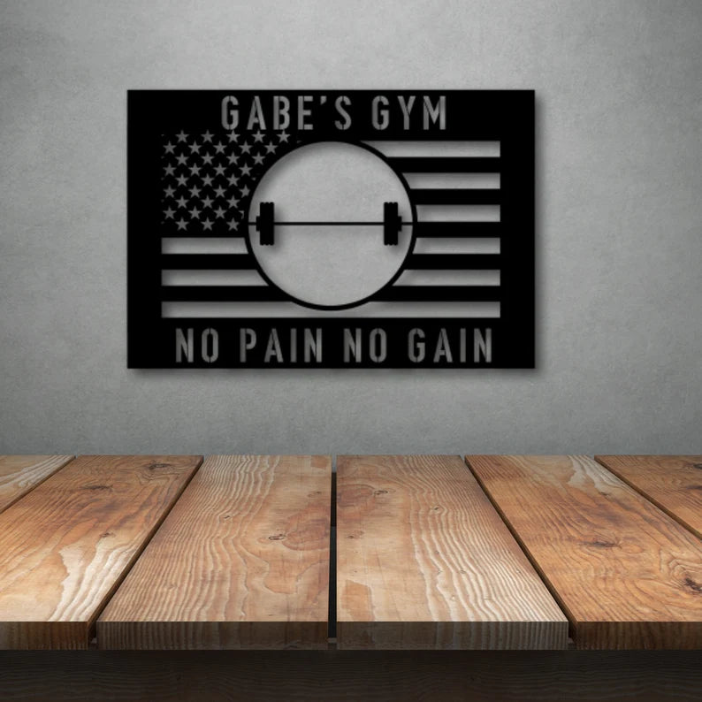 Metal American Flag Gym Sign