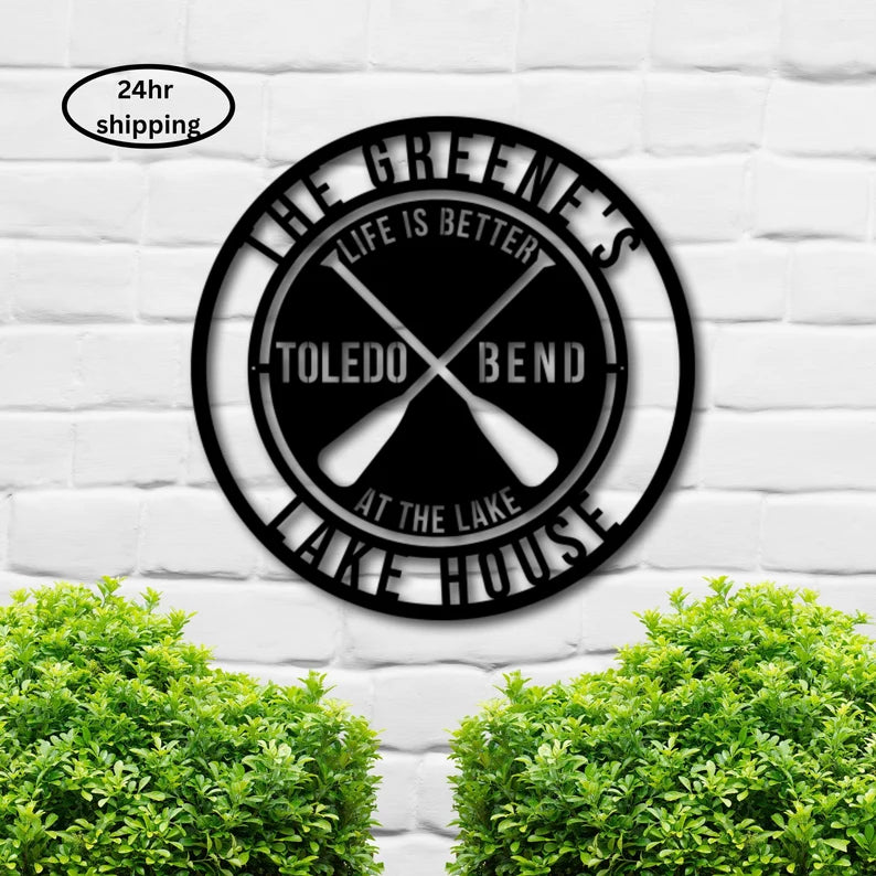 Metal Lake House Sign