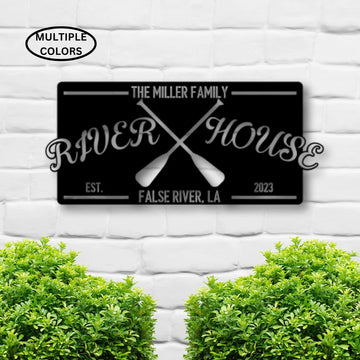 Metal River House Sign