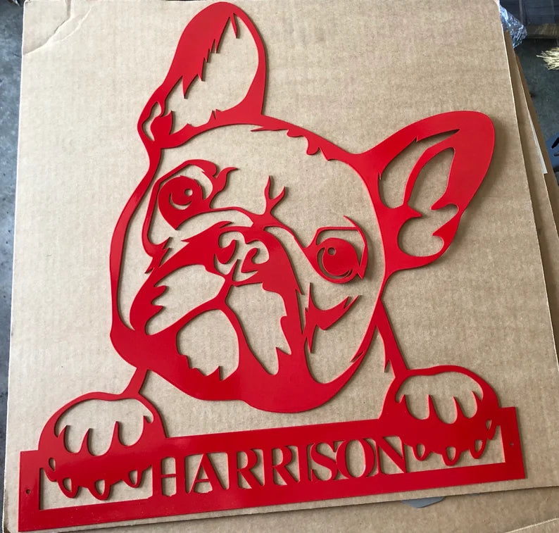 Targa in metallo, 20 x 30 cm, con cordino, motivo: Bulldog francese Targa in metallo, 20 x 30 cm, con cordino, motivo: Bulldog francese